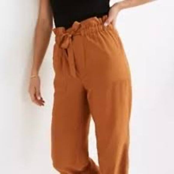 Madewell Women's Drapey Paperbag Pants in Rusty or Burnt Orange NWT Size 0 - Picture 3 of 9